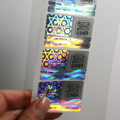 Rainbow Hologram Vial Label , Glossy Surface Holographic Authenticity Stickers