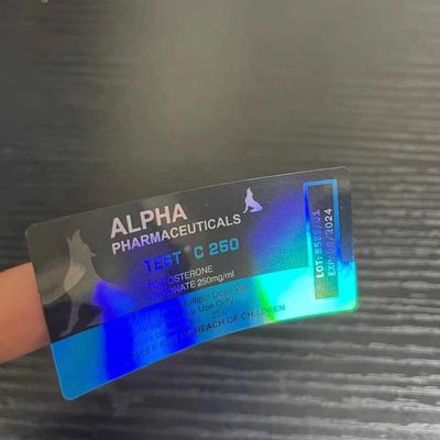 Silver Hologram 10ml Vial Labels , 60mm Length Anti Counterfeit Sticker
