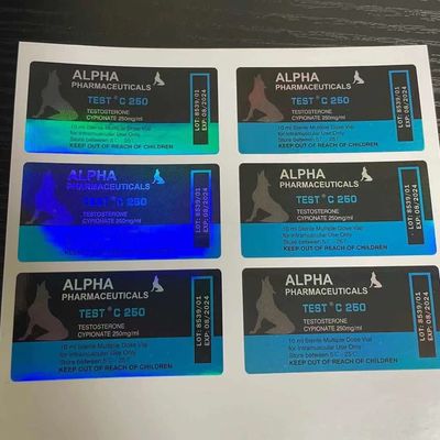 Silver Hologram 10ml Vial Labels , 60mm Length Anti Counterfeit Sticker