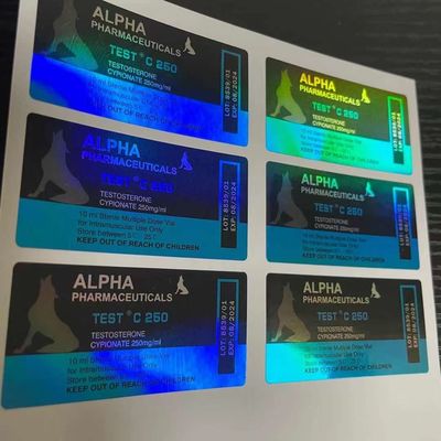 Silver Hologram 10ml Vial Labels , 60mm Length Anti Counterfeit Sticker