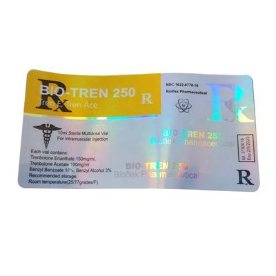Self Adhesive Silver Glossy Laminated 10ml Vial Labels 30mm Width