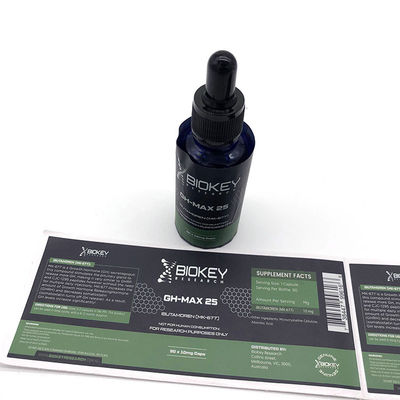 Spot UV 25x60mm Steroid Bottle Labels With Gold Foil Printing