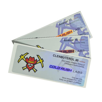Anti Counterfeit 60mm Wide Glass Vial Labels With Glossy Varnishing Surface