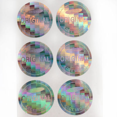 Silver Tamper Evident Hologram Stickers , Waterproof Vinyl Adhesive Label