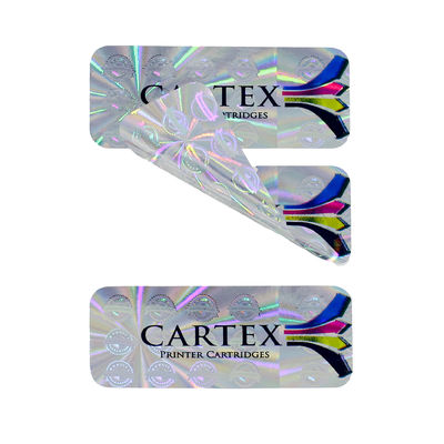 Silver Tamper Evident Hologram Stickers , Waterproof Vinyl Adhesive Label