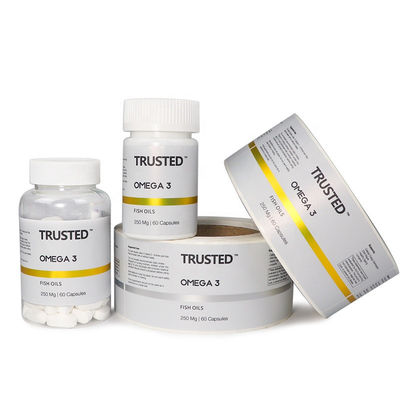 Gold Foil Stamping Pill Bottle Labels , 3x8cm White Self Adhesive Labels