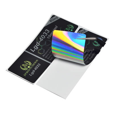 OEM Black 3x6.8cm Holographic Vinyl Pharmacy Vial Labels SGS Certification