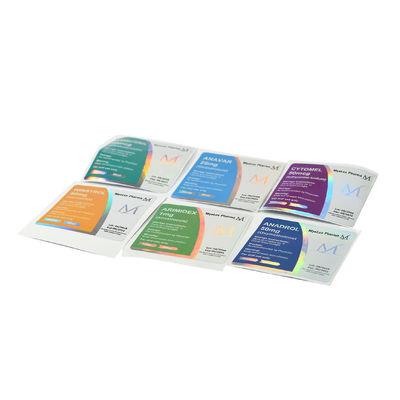 OEM Black 3x6.8cm Holographic Vinyl Pharmacy Vial Labels SGS Certification