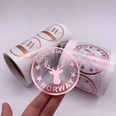 OEM Anti Ultraviolet Transparent PVC Vinyl Sticker With Rose Gold Foil Stamping