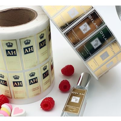 Gold Foil Finishing 4x6cm PVC Vinyl Sticker For Perfume Bottle