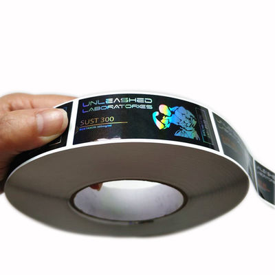 Transparent PET Medication Vial Labels , Waterproof Hologram Security Label