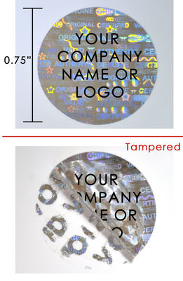 ISO9001 25mm Width Genuine Secure Hologram Sticker For Glass Vial