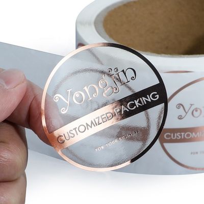 BOPP Hot Stamping Gold Foil Stickers , OEM Gold Foil Transparent Sticker