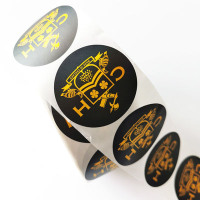 Oilproof 0.05mm Thickness Vinyl Gold Foil Label Stickers For Synthetic Bottle