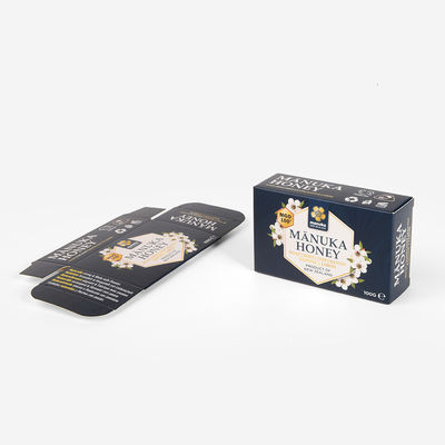 Black Recycled 300gsm Cosmetic Paper Box With Spot UV Printing