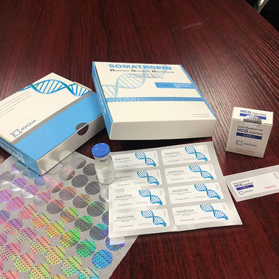 Recyclable 40x18mm Silver Foil Glass Vial Labels For Human Growth Hormone Boxes