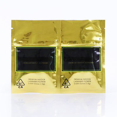 Custom Black Printing Gold Color Metallic  Glossy Laminated Mylar Bags For Pharmaceutical Capsule