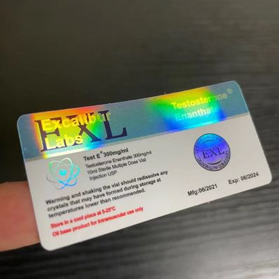 26mm Long Silver Holographic Sticker Anti Water Vaccine Bottle Label